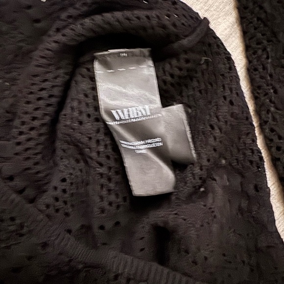 New WHBM Black Neck Crochet Sweater with Puff 3/4 Sleeves Size XS - Picture 6 of 7